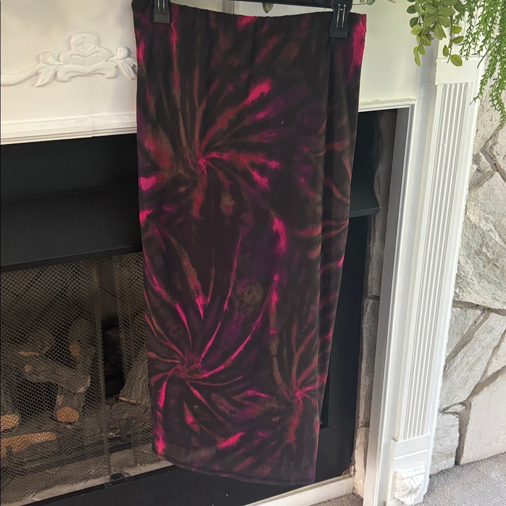 AFRM Tie-Dye Skirt in Pink and Black lined mesh
